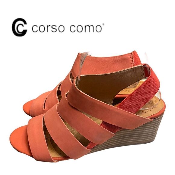 CC CORSO COMO Ontariss Hot Sauce Women's Wedge Sandals NEW 6.5 - Picture 2 of 6
